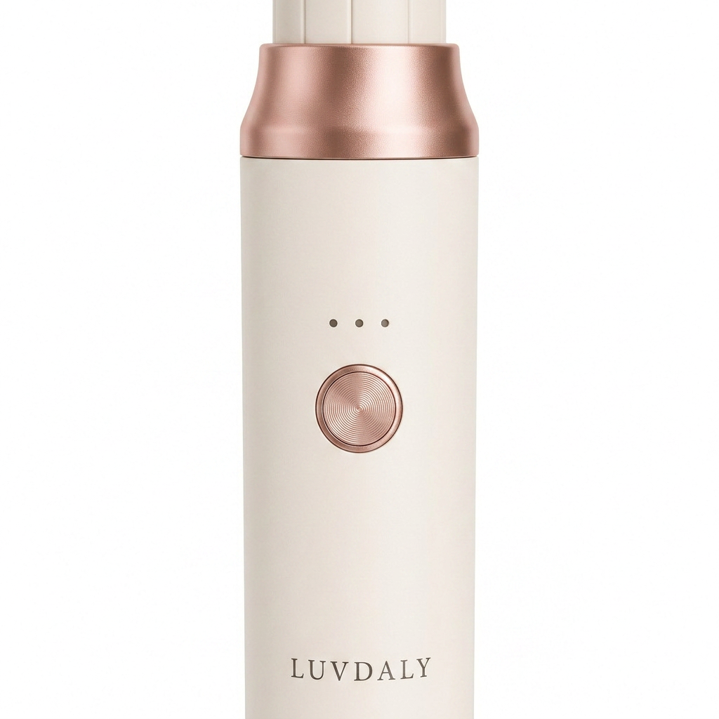 Close-up of the Luvdaly Aura control dial and matte cream finish